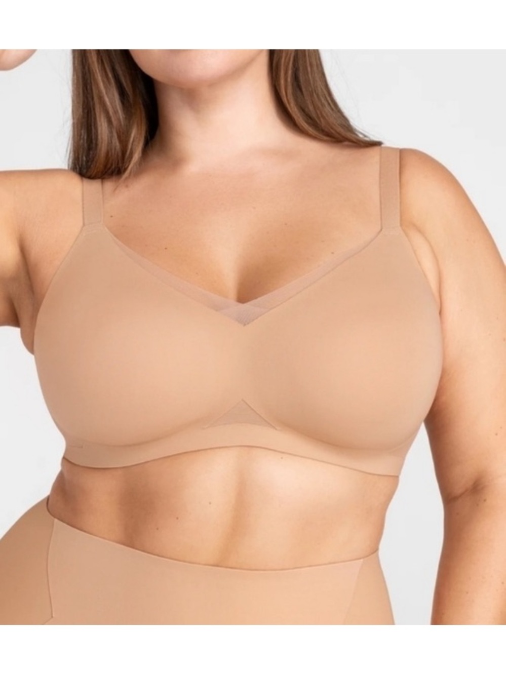 Honeylove Wire Free Cross Over Bra Size XL++ 38F 38G Sand Neutral Tan EUC